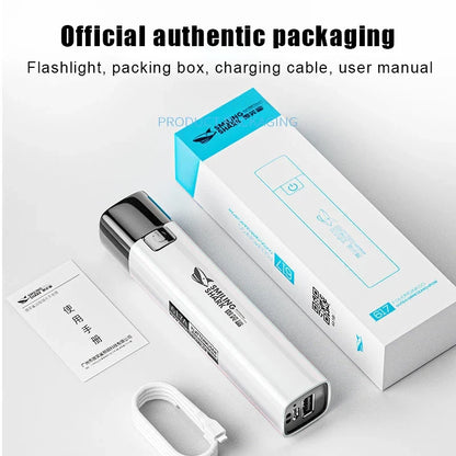 USB Rechargeable LED Flashlight 2 in 1 | Super Bright Mini Torch with Power Bank