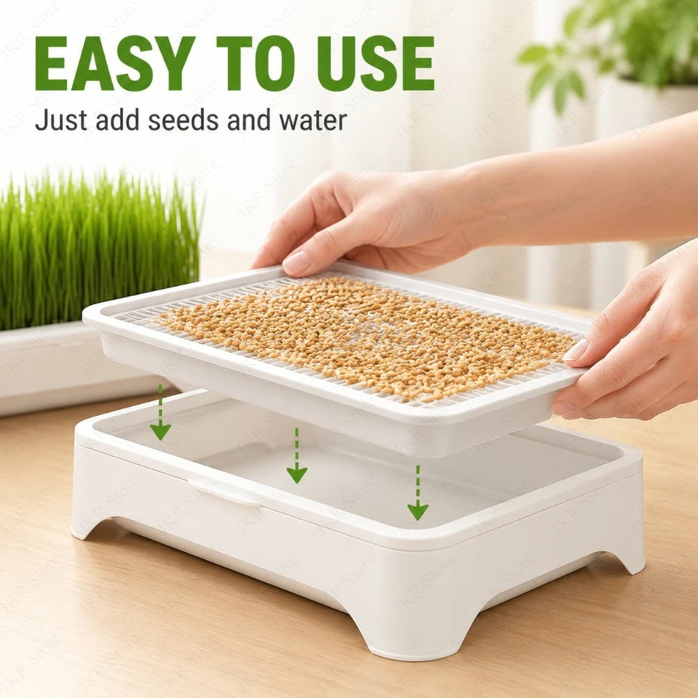 Pet Cat Grass Hydroponic Planter Pot Kitten Wheat Seedling Soilless Planting Device for Indoor Home Garden Plant Care