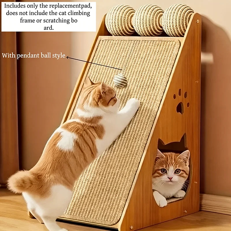 Sturdy Vertical Cat Scratching Pad Beige with Hanging Ball, Space-saving Indoor Anti-scratch Sofa Protector Pet Cat Mat