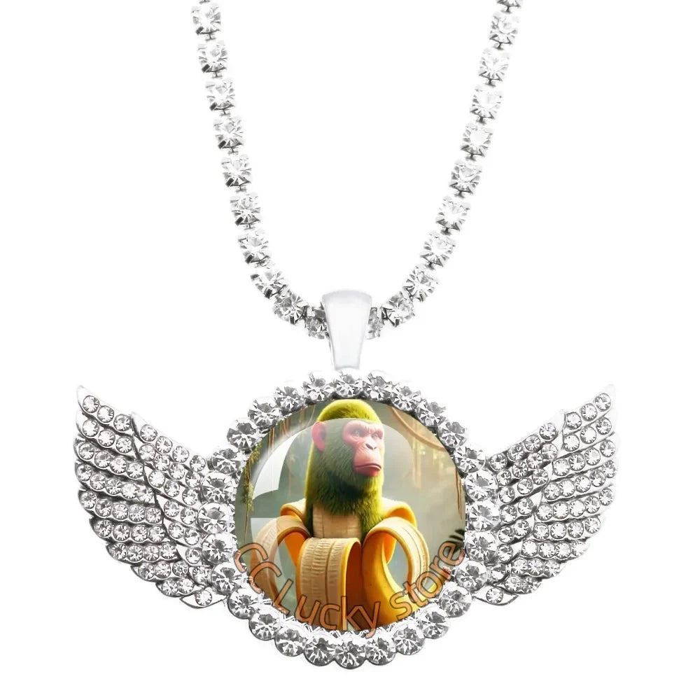 25mm Angel Wing Necklace | Italian Brainrot Pendant Funny Animal Jewelry Gift