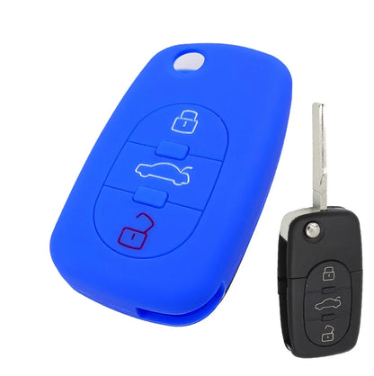 XUKEY Silicone Car Key Fob Cover Case | 3 Button Flip Remote Holder for Audi A2 A3 S3 A4 S4 A6 S6 RS6 A8 TT Allroad