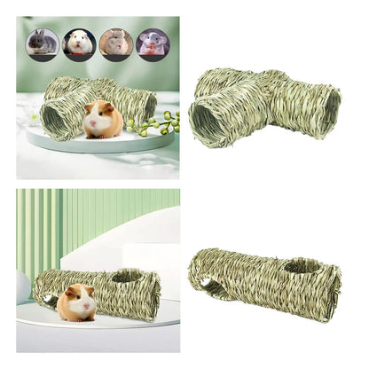 Hamster Grass Tunnel Interactive Toy Cage Chew Toys Rabbit Tunnel Tube Straw
