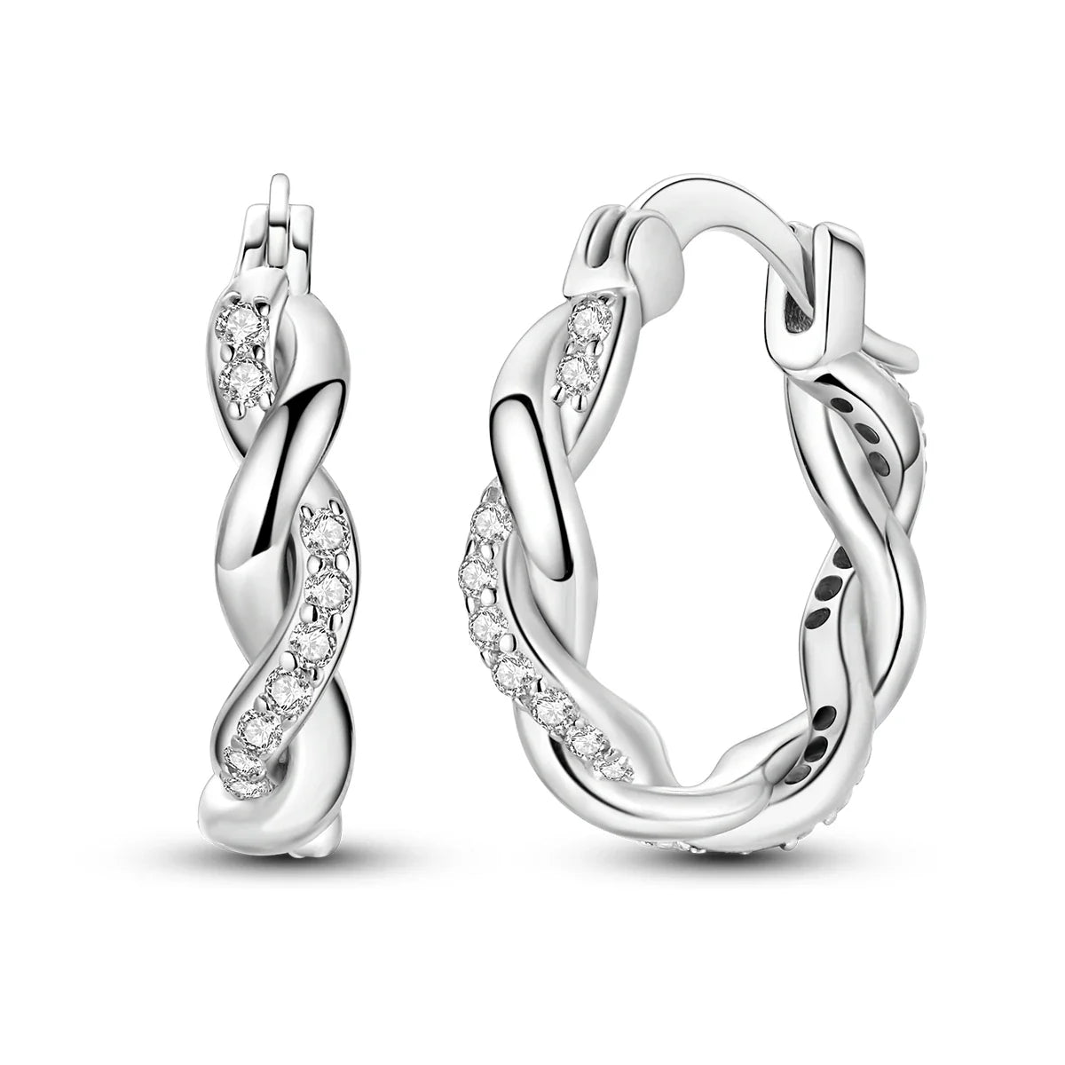 925 Sterling Silver Hoop Earrings with Zircon | Classic U-Shaped Women Jewelry