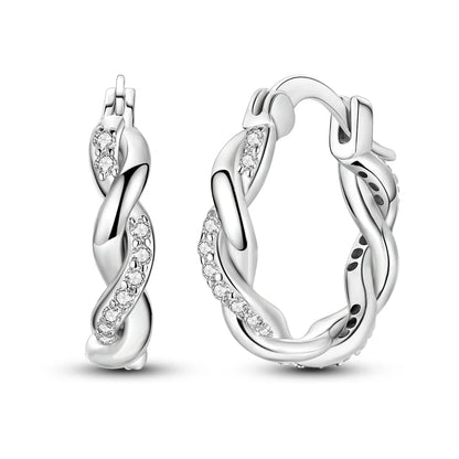 925 Sterling Silver Hoop Earrings with Zircon | Classic U-Shaped Women Jewelry