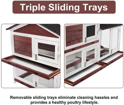 Outdoor Solid Wood Large Pet House Bamboo Rabbit House Cages Coop Wooden Rabbits Hutch