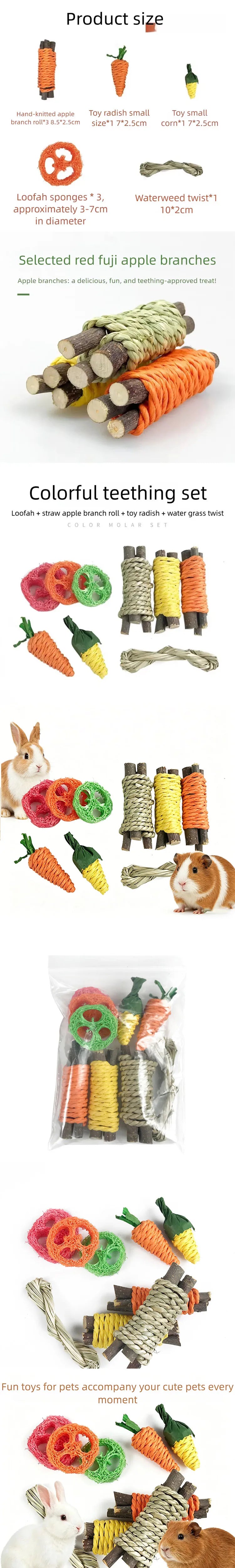 Toys for Rabbits Pets Pet Guinea Pig Dragon Cat Fun Toy Hamster Rabbit Tooth Grinding Set Pet Tooth Grinding Snack
