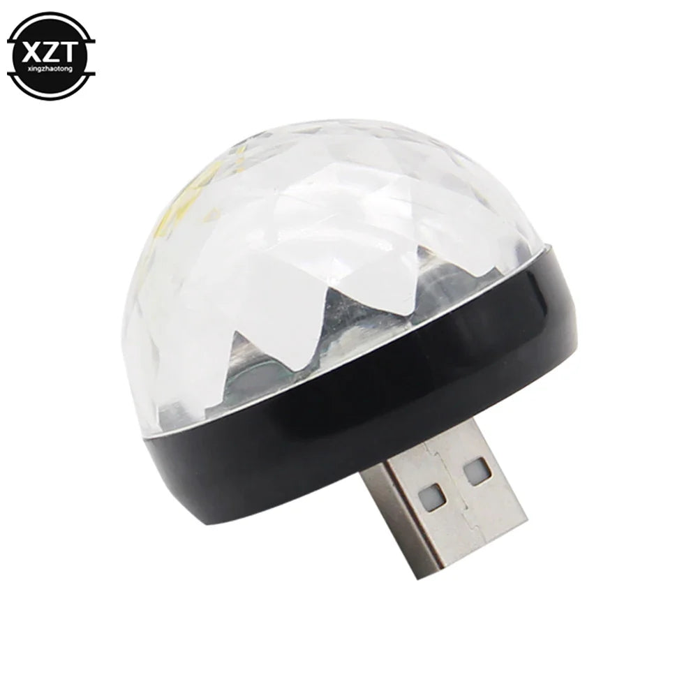 Mini USB LED Car Atmosphere Light | RGB Music Sound Control DJ Disco Lamp