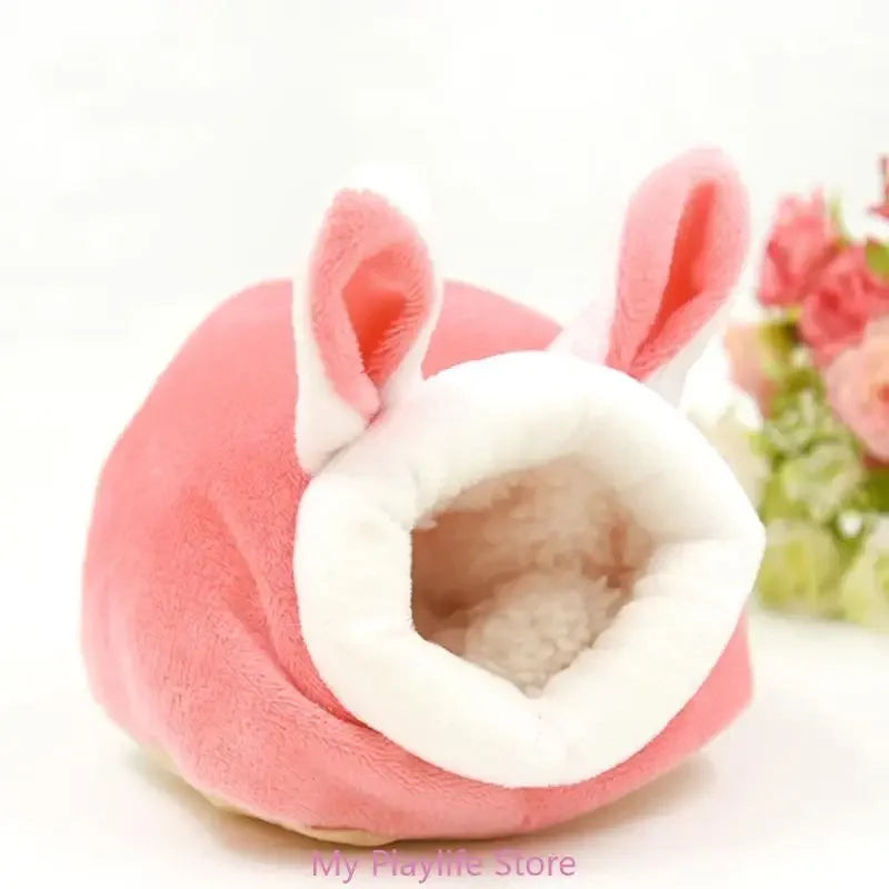 Cute Cartoon Rabbit Squirrel Mini Cage Guinea Pig Nest Small Animal Mice Rat Pet Sleeping Bed Hamster House Winter Warm Soft Mat