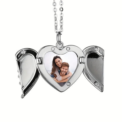 Custom Photo Pendant Necklace | Personalized Angel Wing Gift