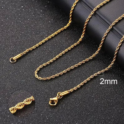 Vnox Twist Rope Chain Necklace for Men Women | Waterproof Stainless Steel Unisex Chain