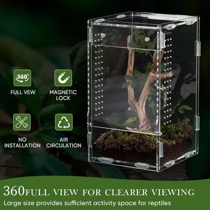 Reptile Enclosure Front Opening Escape Proof Habitat Acrylic Jumping Spider Habitat For Observation Home Pet Store Office