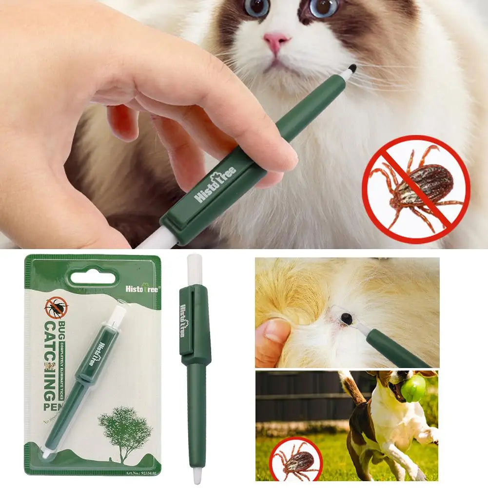 1 Pc Pet Tick Remover Tool Durable Family Pet Flea Control Waterproof Portable Rustproof Tick Removal Pen For Cat Dog And Humans