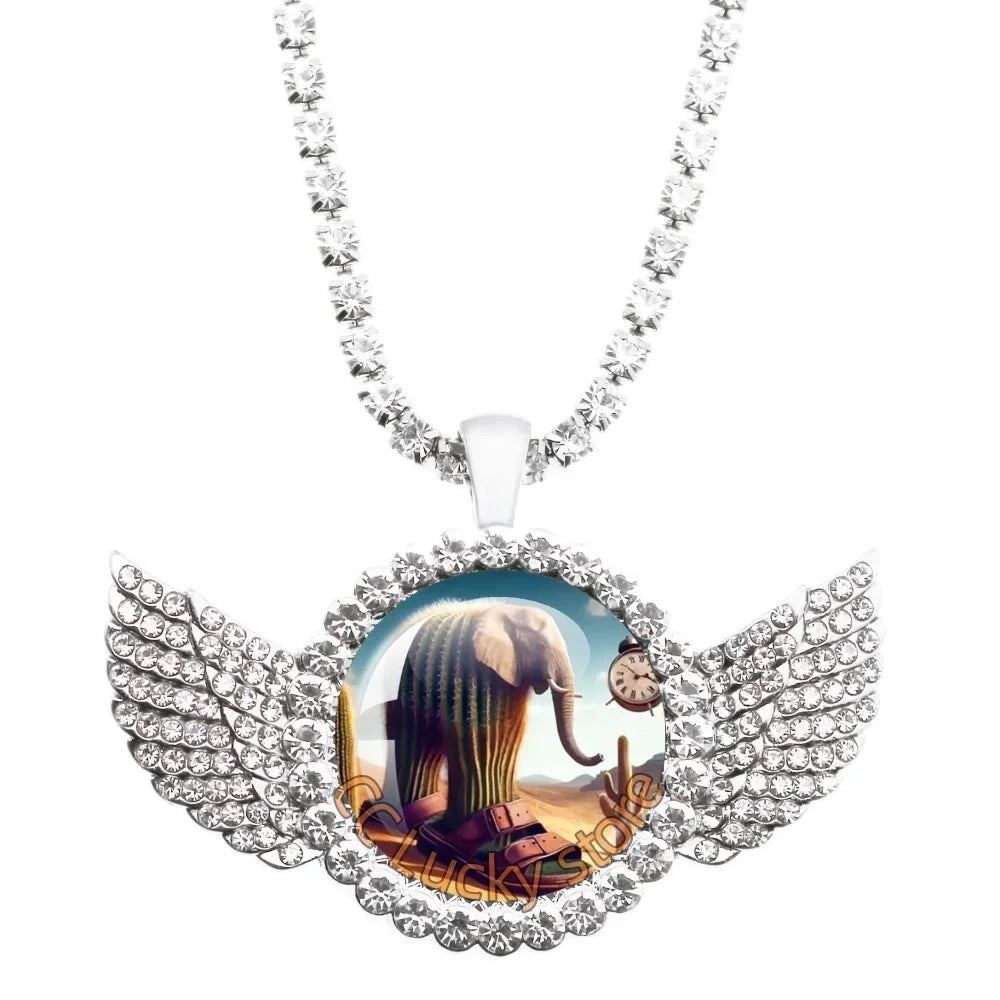 25mm Angel Wing Necklace | Italian Brainrot Pendant Funny Animal Jewelry Gift