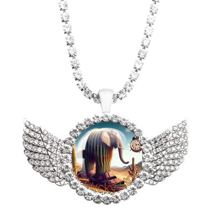 25mm Angel Wing Necklace | Italian Brainrot Pendant Funny Animal Jewelry Gift