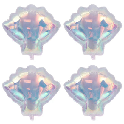 4-Pack Colorful Shell-Shaped Aluminum Foil Balloons | Ocean-Themed Party Decor