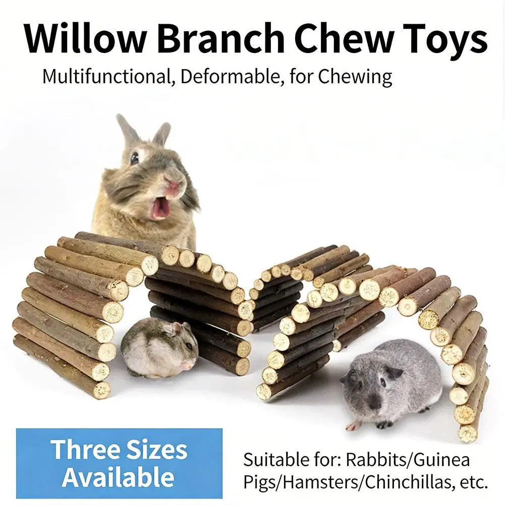 Small Pet Willow Branch Chew Toy, Height, Bendable Design, Dental Care, Natural Nutrients, For Rabbits/Guinea Pigs