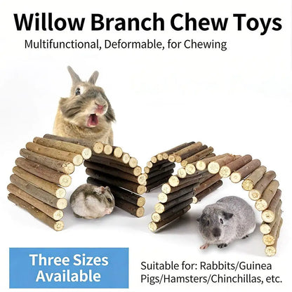 Small Pet Willow Branch Chew Toy, Height, Bendable Design, Dental Care, Natural Nutrients, For Rabbits/Guinea Pigs