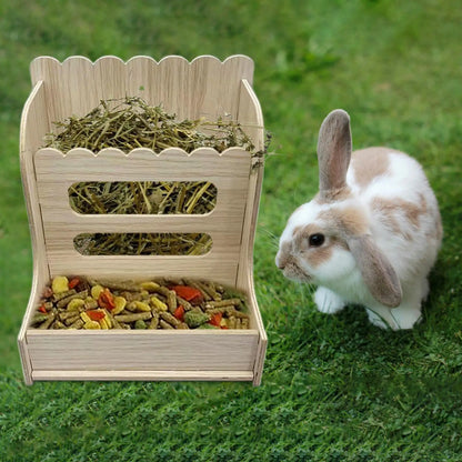 Rabbit Wooden Hay Rack Small Animals Grass Holder Multipurpose Guinea Pigs Food Dispenser for Small Pets Chinchilla Hedgehog