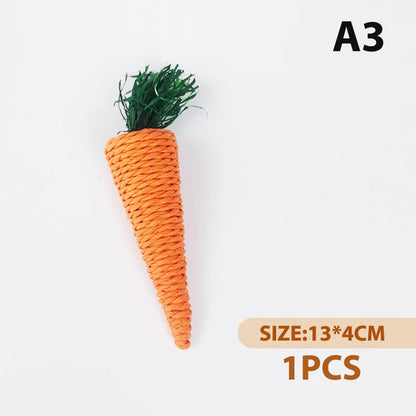 Hamster Rabbit Chew Toy Bite Grind Teeth Corn Carrot Woven Balls Tooth Cleaning