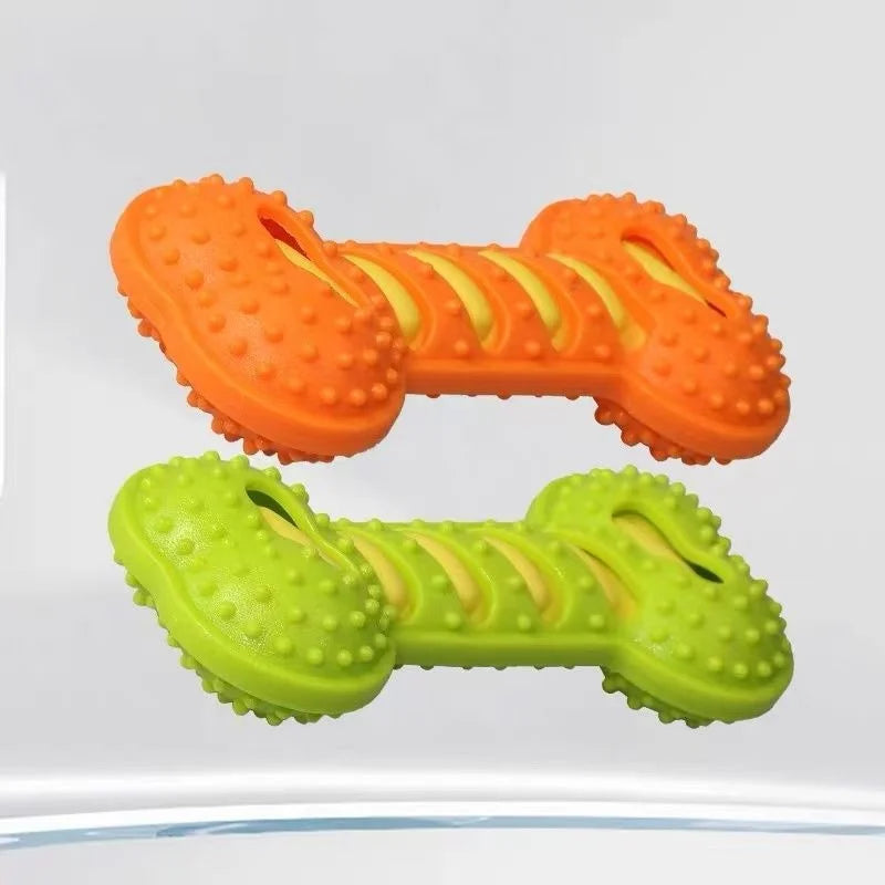 Dog Chew Toys for Aggressive Chewers, Squeaky Rubber Bone Toy, Interactive Pet Teeth Cleaning Toy for Small Medium Large Dogs