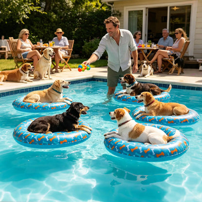 Pet Water Float Inflatable Dog Pool Floating Mat Anti-Slip PVC Pool Swimming Ring for Lake Beach Games Water Party Pond