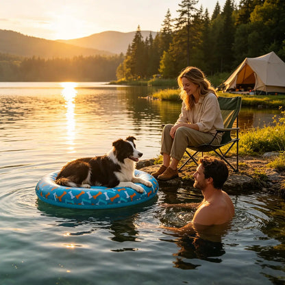 Pet Water Float Inflatable Dog Pool Floating Mat Anti-Slip PVC Pool Swimming Ring for Lake Beach Games Water Party Pond