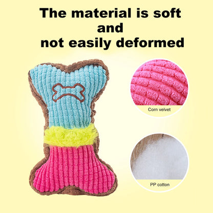 1Pce bite resistant pet sound toy, dog plush bone shaped chew toy, suitable for small and medium-sized puppies