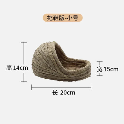 Pet Rabbit Grass Bed Natural Straw Woven House Bunny Chew Toys Hay Nest Bed for Hamsters Chinchillas Mice Small Animals