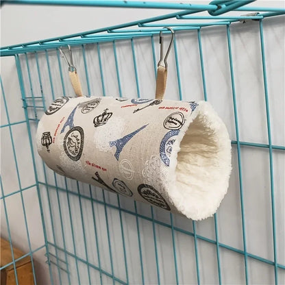 Hamster Ferret Tunnel Hammock - Warm Hanging Tube Bed for Small Animals, Guinea Pig, Rabbit & Rat Cage Accessory