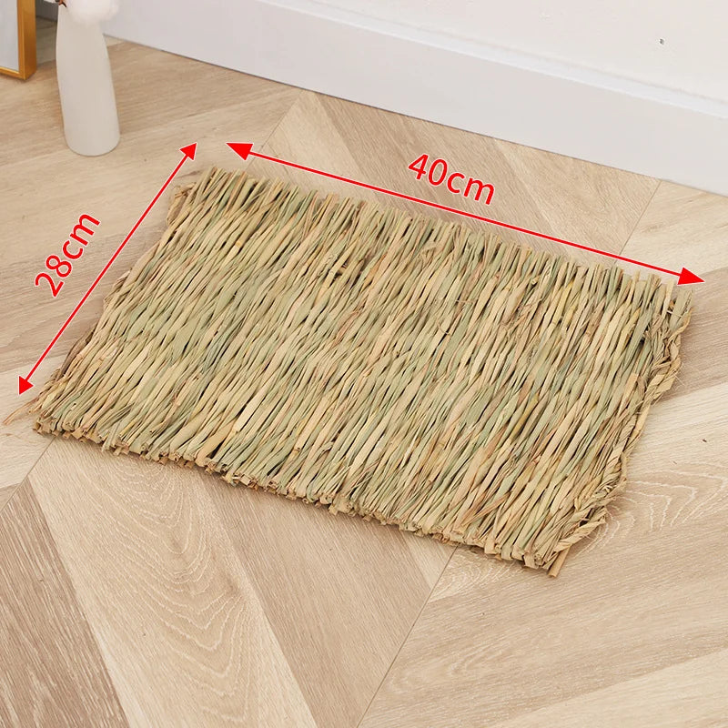Straw Hand Woven Breathable Rabbit Grass Mat Four Season Hamster Guinea Pig Dutch Pig Foot Mat Rabbit Grass Nest Pet Supplies