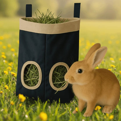 Practical Hanging Rabbit Feed Bag Canvas Eco-Friendly Hay Bag Chew Proof Hay Pouch For Rabbit Dutch Pig