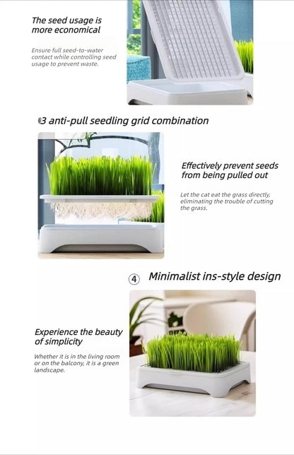 Pet Cat Grass Planting Pot Soilless Hydroponic Wheat Seedling Planter Kit for Kitten Indoor Gardening Horticultural Plant Use