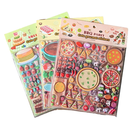 9 Styles Cute Double Layer 3D Foam Stickers | Alphabet, Cars, Food Cartoon for DIY Notebook, Journal & Phone Case Decoration