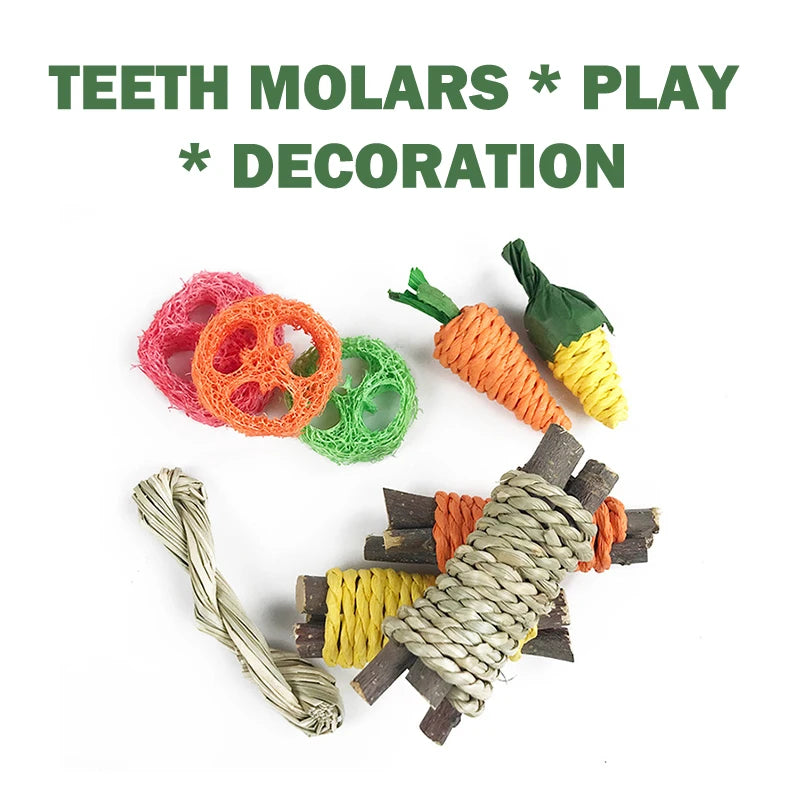 Rabbit Chew Toys For Teeth Grinding Bunny Molar Toys Improve Dental Health For Hamsters Chinchillas Guinea Pigs Wooden Snack