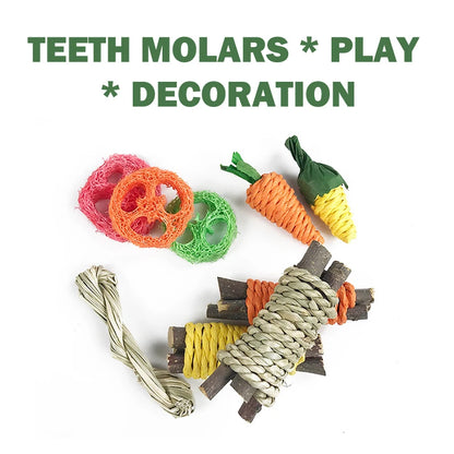 Rabbit Chew Toys For Teeth Grinding Bunny Molar Toys Improve Dental Health For Hamsters Chinchillas Guinea Pigs Wooden Snack