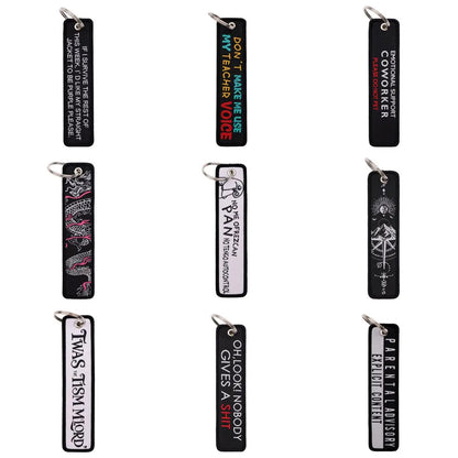 Spanish Quotes Embroidery Key Tag | Motorcycle Keychain for Men