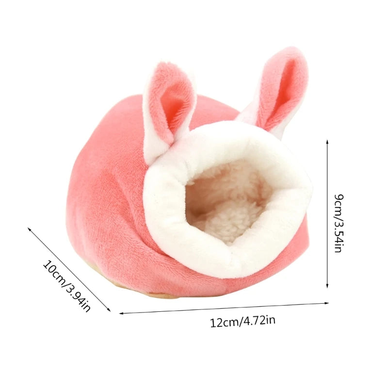 Cute Cartoon Rabbit Squirrel Mini Cage Guinea Pig Nest Small Animal Mice Rat Pet Sleeping Bed Hamster House Winter Warm Soft Mat