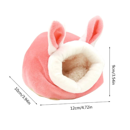 Cute Cartoon Rabbit Squirrel Mini Cage Guinea Pig Nest Small Animal Mice Rat Pet Sleeping Bed Hamster House Winter Warm Soft Mat