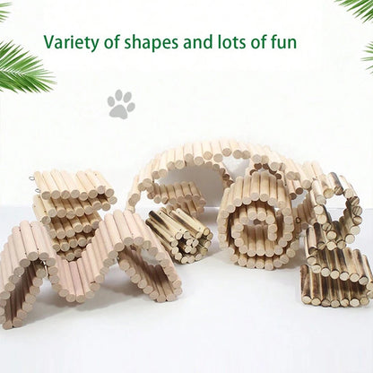 Hamster Habitat Accessories Multiple Size Wooden Bridge Cage Hamster Bendable Fence for Small Animals Climbing