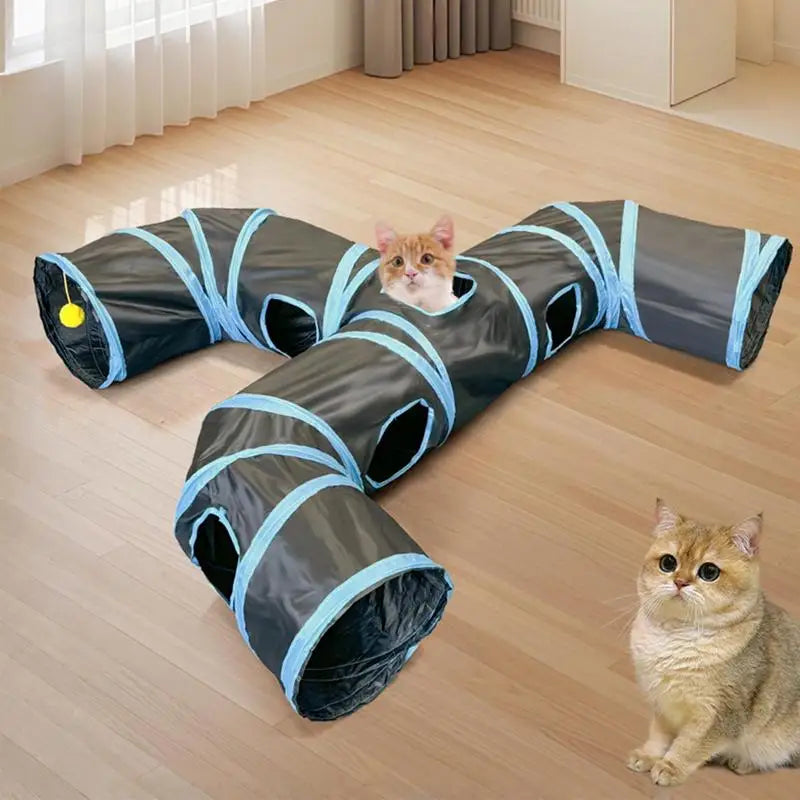 Cat Toy Tunnel Indoor Cat Hide Interactive Play Tunnel Tube Toys Fun Foldable Cat Hideaway Play Toys for Rabbits Puppy Kitten