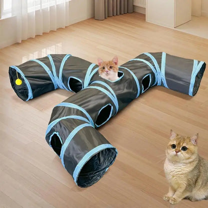 Cat Toy Tunnel Indoor Cat Hide Interactive Play Tunnel Tube Toys Fun Foldable Cat Hideaway Play Toys for Rabbits Puppy Kitten