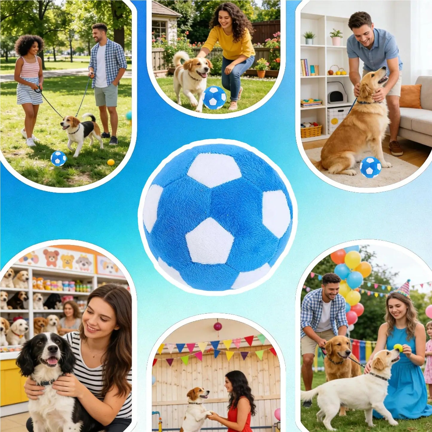 Dog Soccer Ball Toy Soft Chewing Game Plush Soft Squeaky Balls for Dogs for Indoor Outdoor Play Teething Enrichment Puppy Large