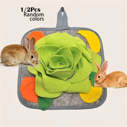 Rabbit Snuffle Mat, Small Pet Slow Feeder Training Mat, Educational and Fun Foraging Mat, Random Style and Color Shipped