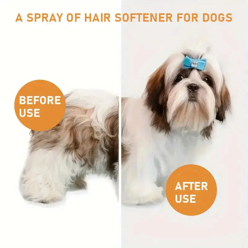 Pet Hair Smoothing Care Spray, Containing Gentle Ingredients, Deeply Moisturizes and Hydrates the Hair. Just One Spray Can Soften and Make Your Pet's Fur Smoother and Shinier.
