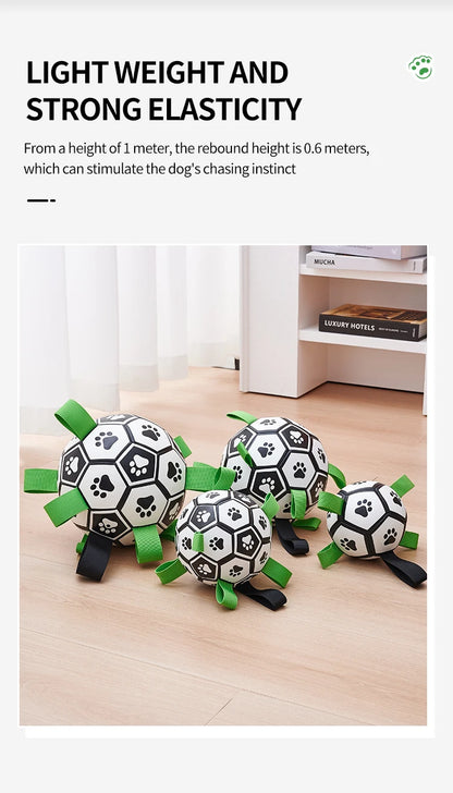 Dog Toys Soccer Ball with Straps, Interactive Dog Toys for Tug of War, Puppy Birthday Gifts, Dog Tug Toy, Dog Water Toy, Durable