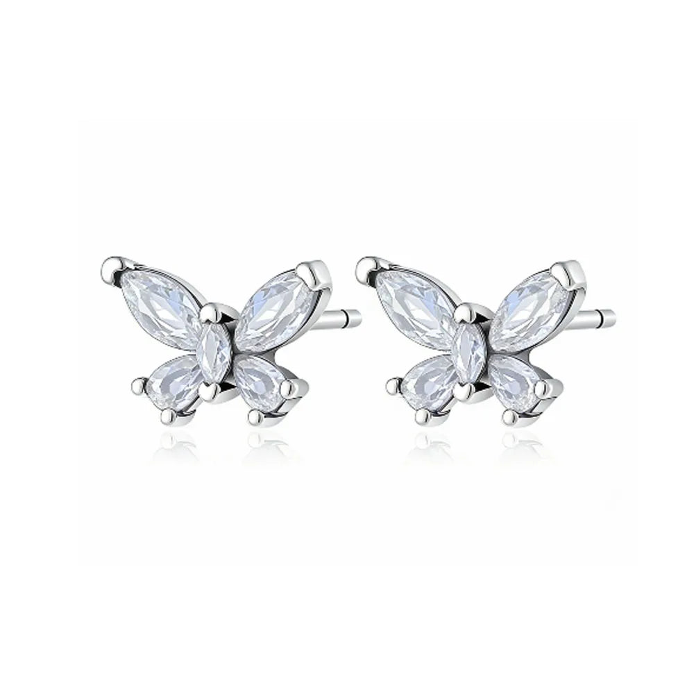 925 Silver Butterfly Cherry Stud Earrings | Fine Jewelry Gift for Women