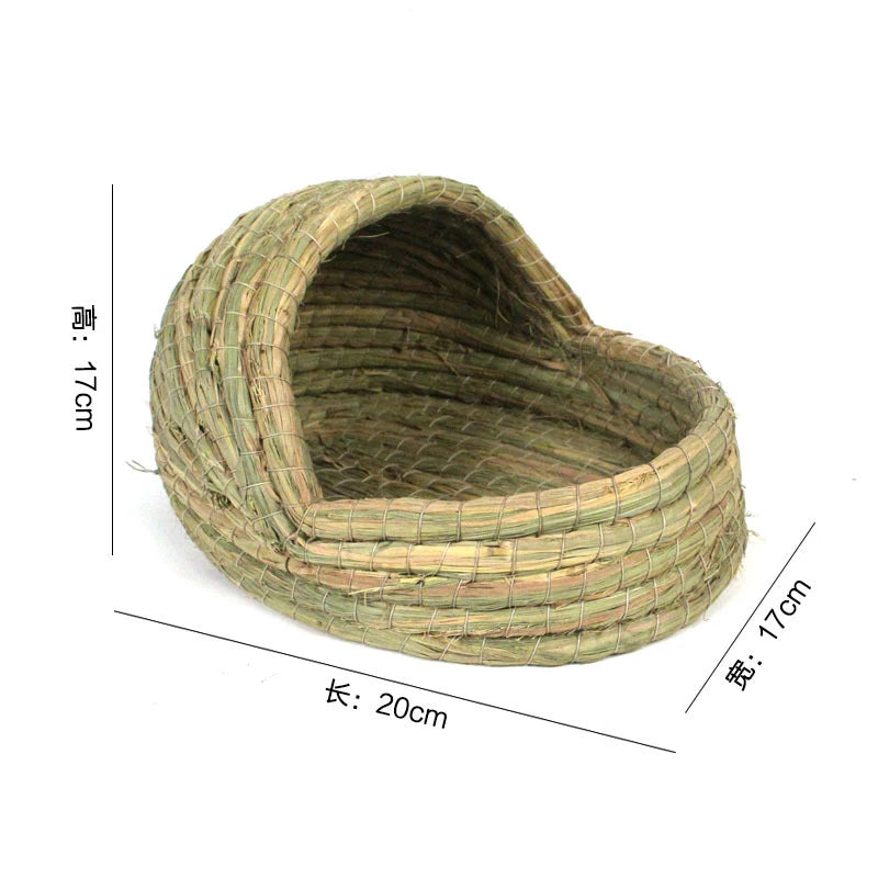 Pet Rabbit Grass Bed Natural Straw Woven House Bunny Chew Toys Hay Nest Bed for Hamsters Chinchillas Mice Small Animals
