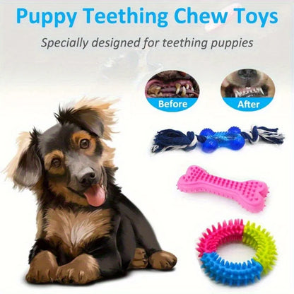 15PCS Dog Toys for Aggressive Chewers,Durable Rope Tug-of-War Chew Sticks &Unbreakable Rubber Balls for Small Medium Large Breed