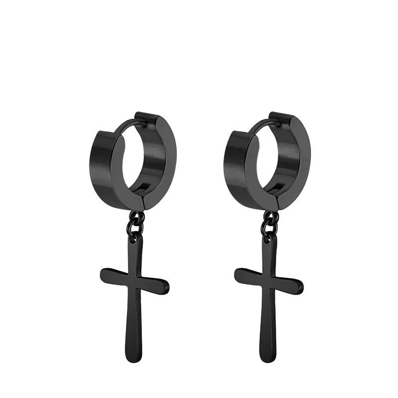 2pc Stainless Steel Cross Earrings Set | Gothic Punk Huggies for Men Women