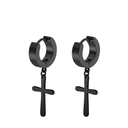 2pc Stainless Steel Cross Earrings Set | Gothic Punk Huggies for Men Women